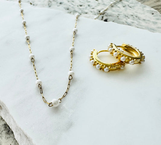 Petite Pearl Necklace | Gold