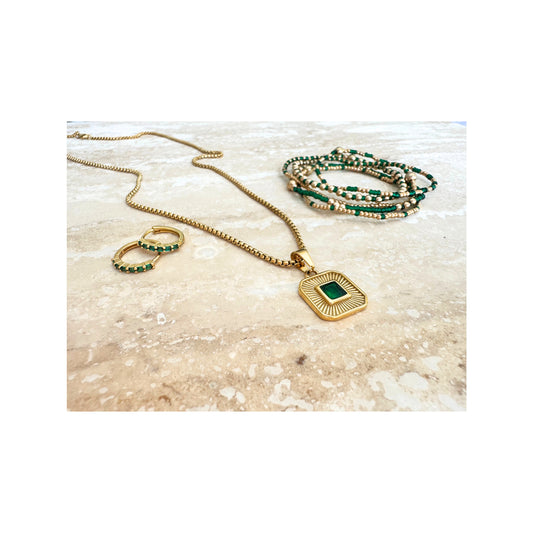 Zarela Necklace | Gold w Emerald