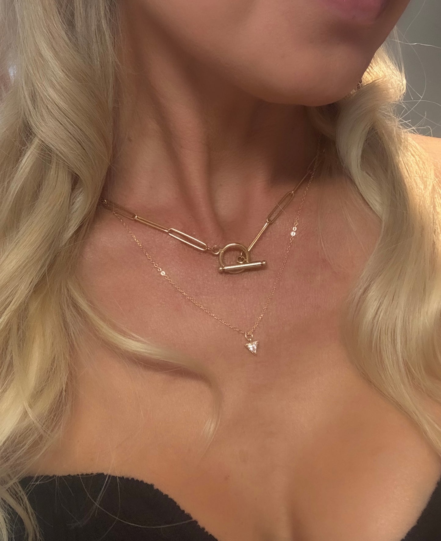 Paperclip Fob Necklace | Gold
