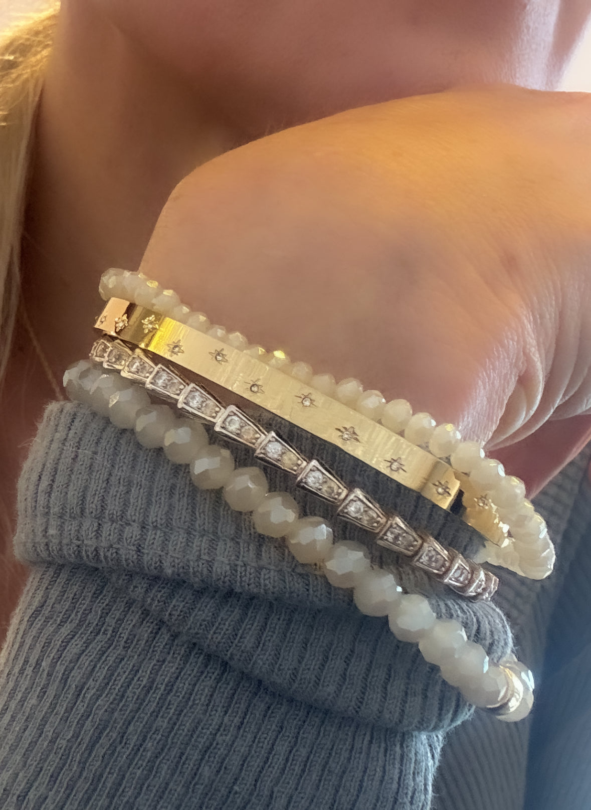 Beaded Bracelet Set | Smoke and Gold