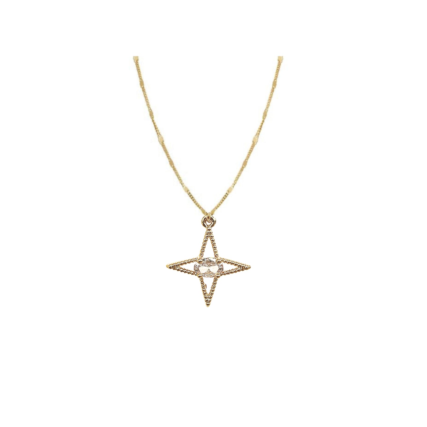 Byzantine Romance - Single Romance Necklace | Gold w Clear zirconia