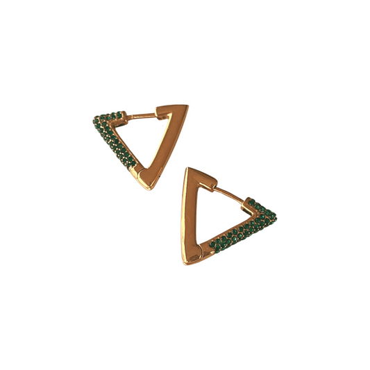 Prism Hoops| Emerald & Gold