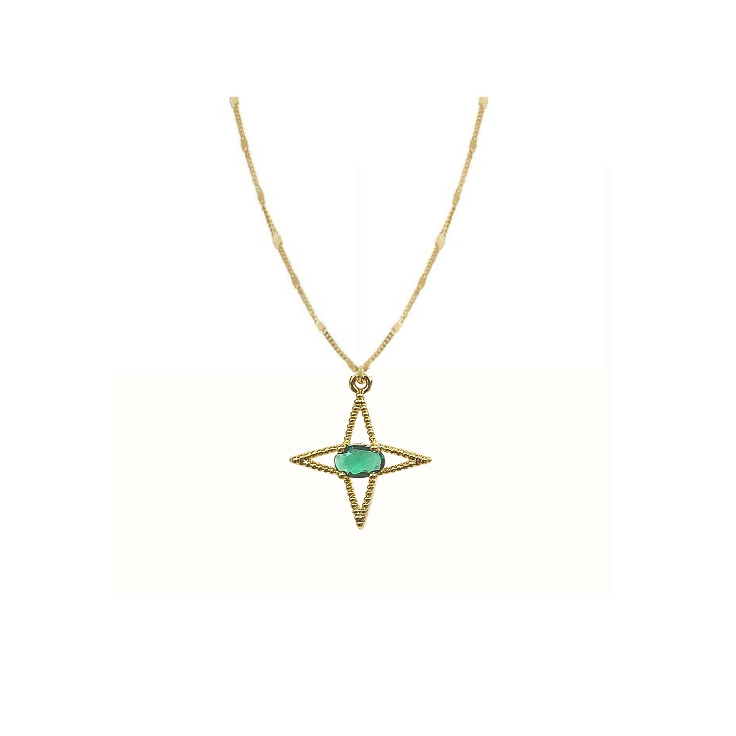 Byzantine Romance - Star Romance Earrings | Gold w Clear & Emerald zirconia