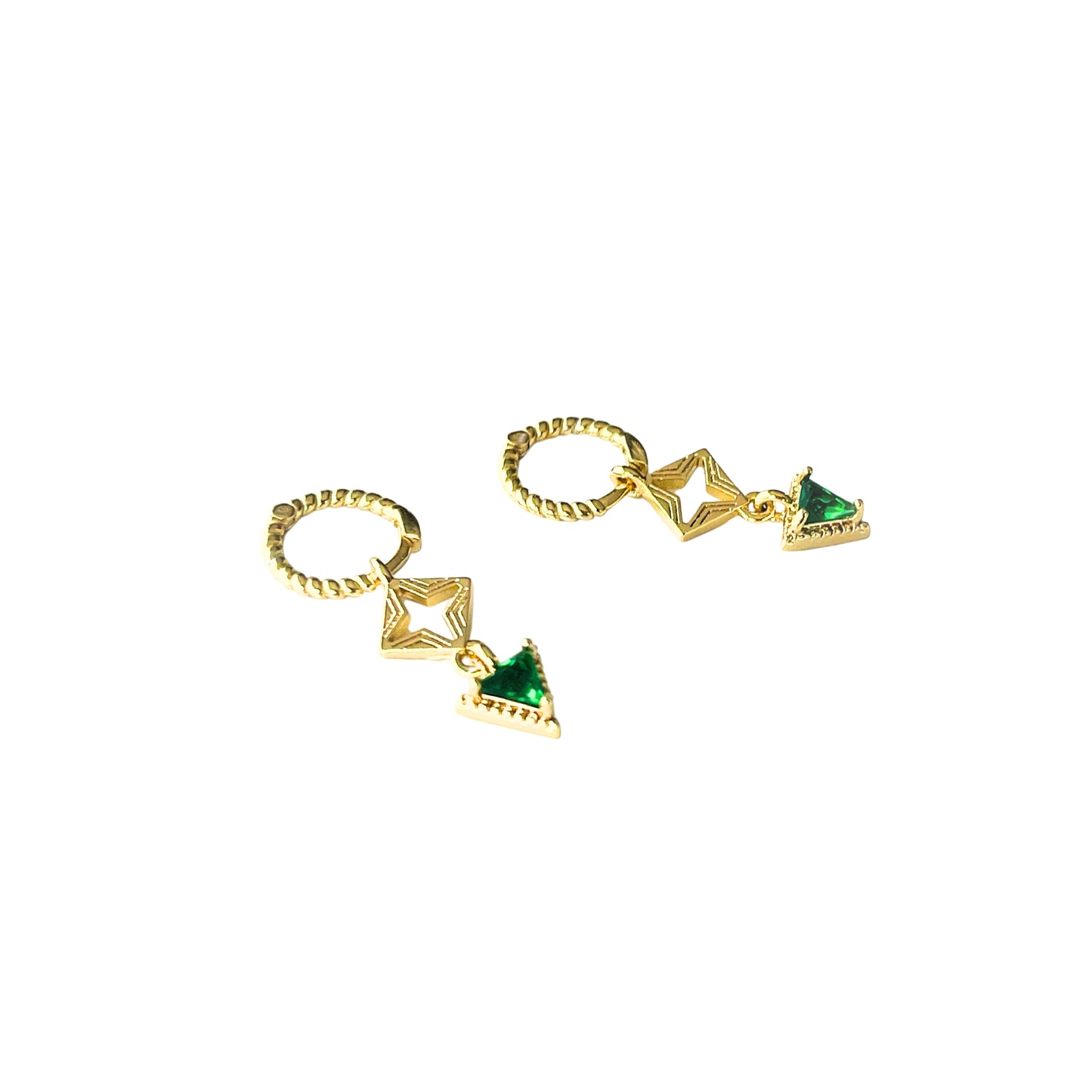 Byzantine Romance - Engraved Sleepers| Gold w Emerald