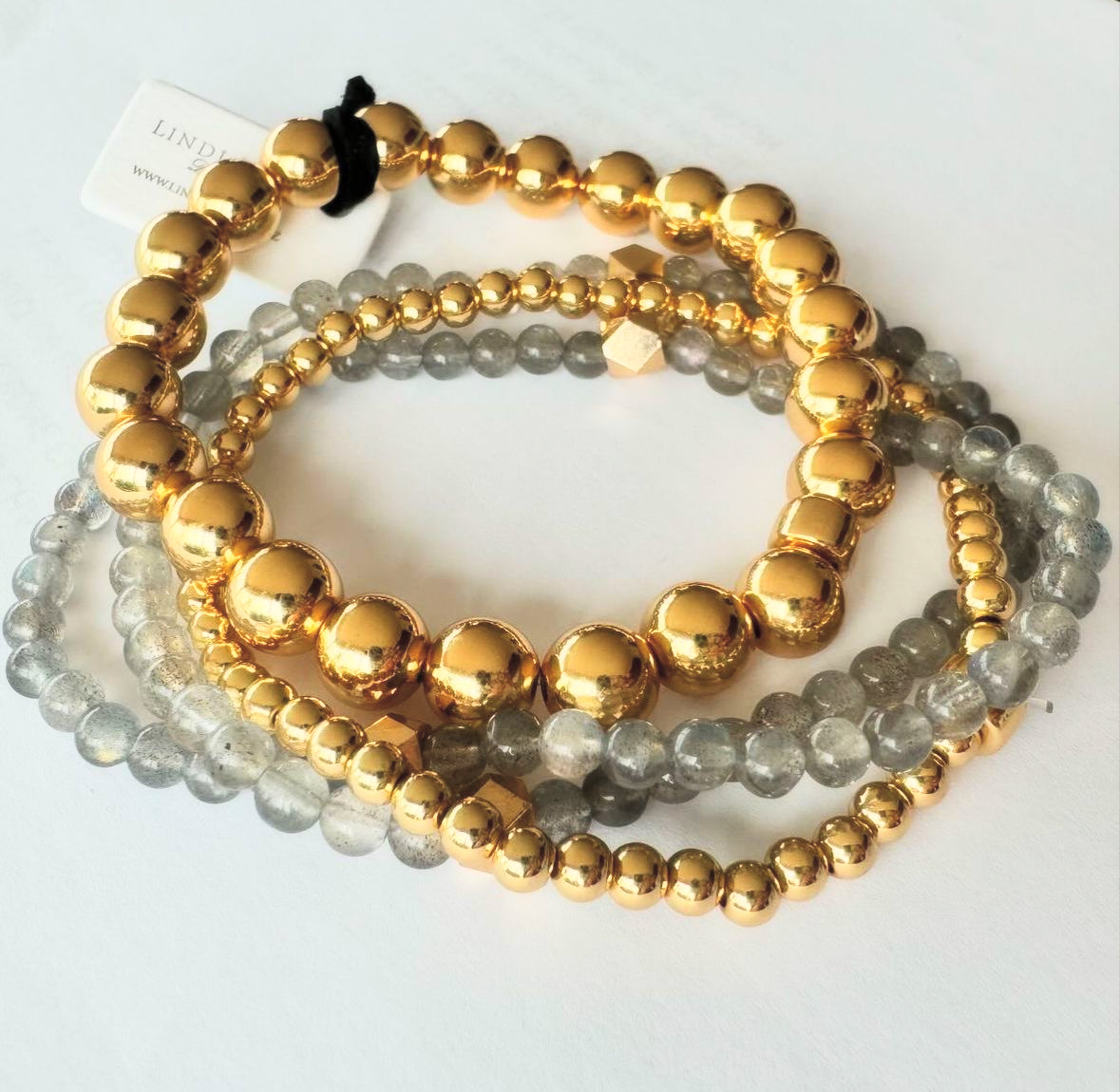 Labradorite and Gold Bracelet set