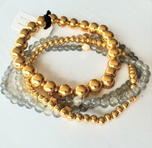 Labradorite and Gold Bracelet set