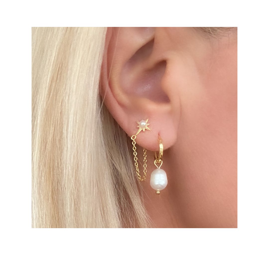 Pearl Sleeper & Stud Set| Gold