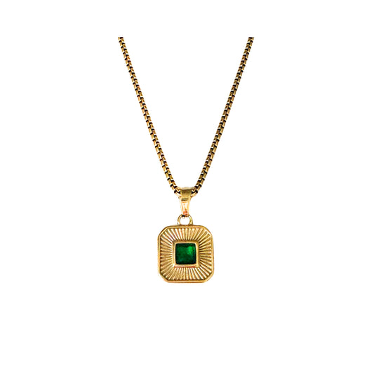 Zarela Necklace | Gold w Emerald