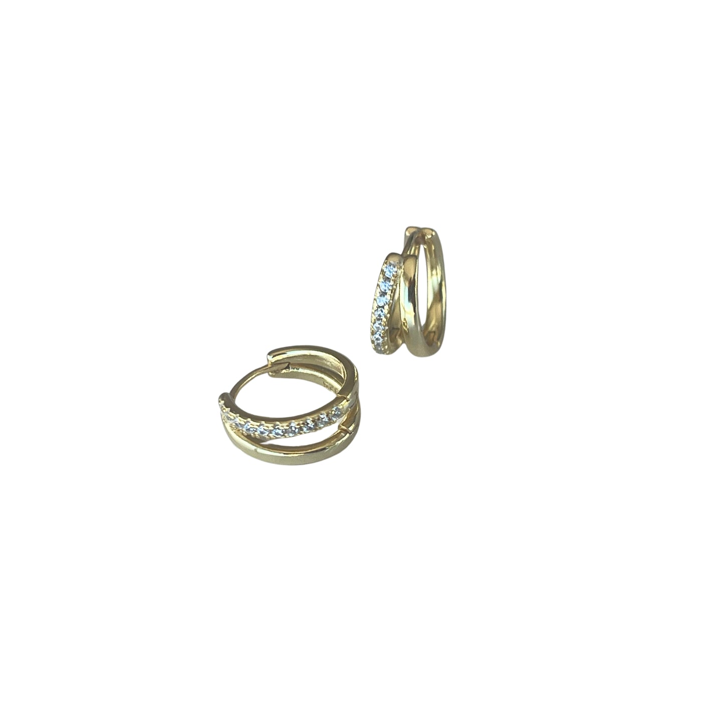 Double Embellished Huggie | Gold