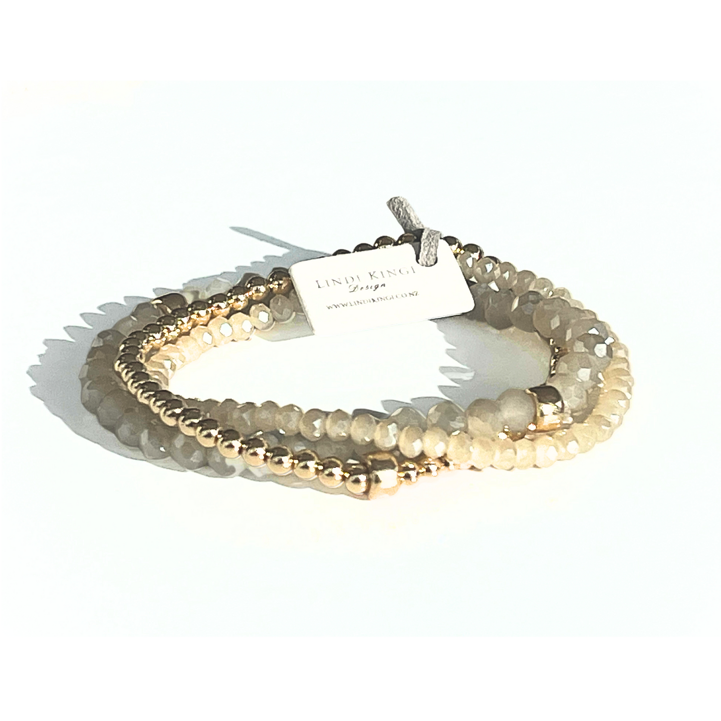 Beaded Bracelet Set | Smoke and Gold
