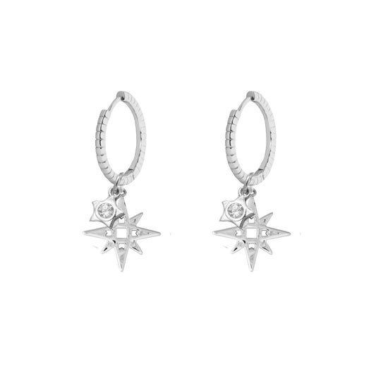 LKD Signature Star Hoops w Pink Star | Silver