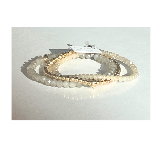 Beaded Bracelet Set | Smoke and Gold