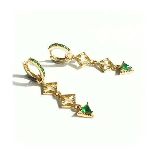 Byzantine Romance - Prism Engraved Sleepers| Gold w Emerald
