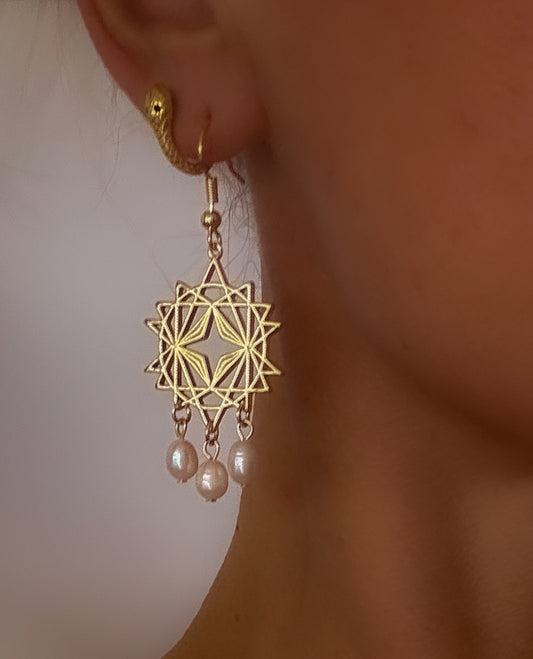 Starseed Pearl Goddess Earrings | Gold
