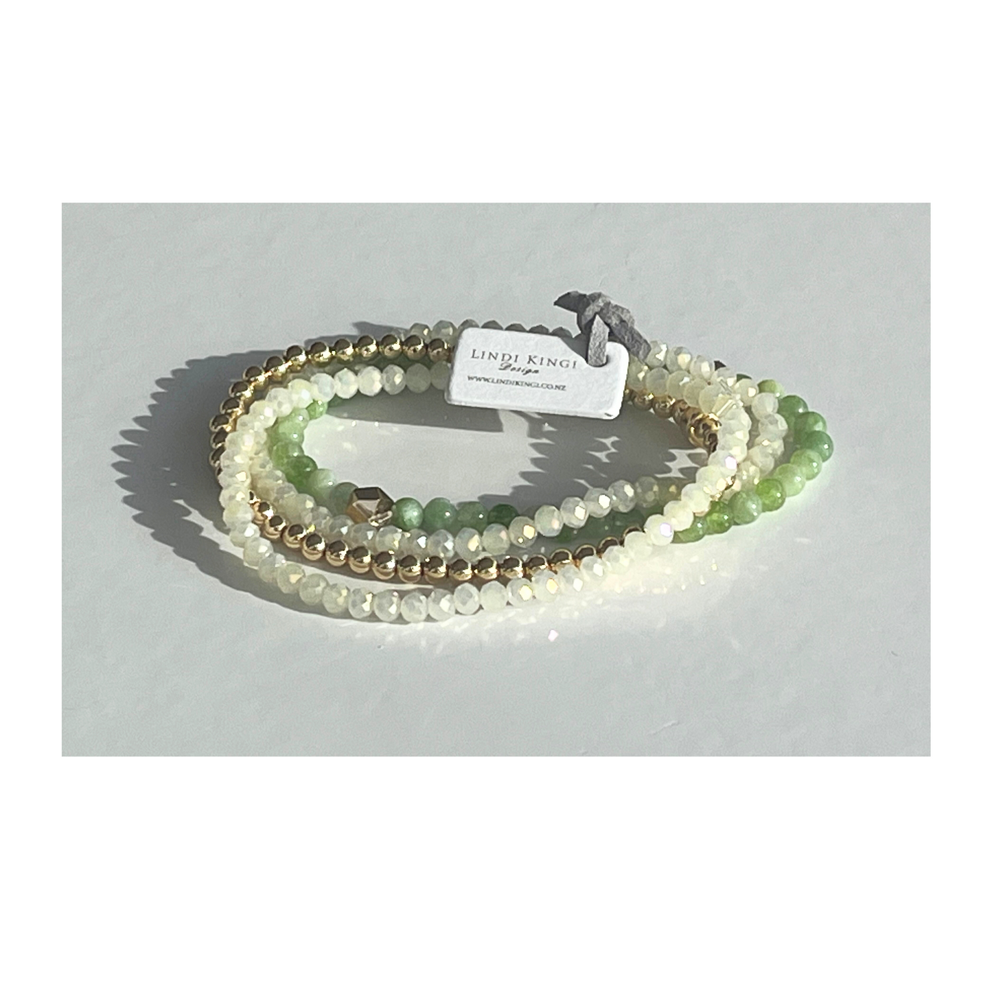 Beaded Bracelet Set | Peridot, Opal and Gold