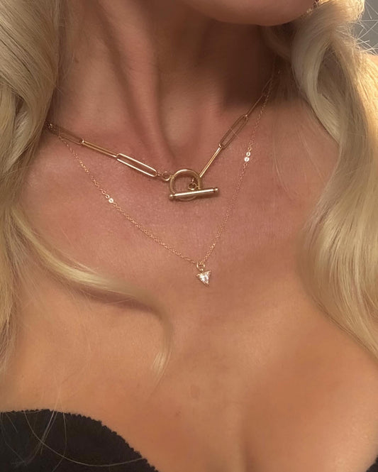 Prism Necklace | Gold w White Stone