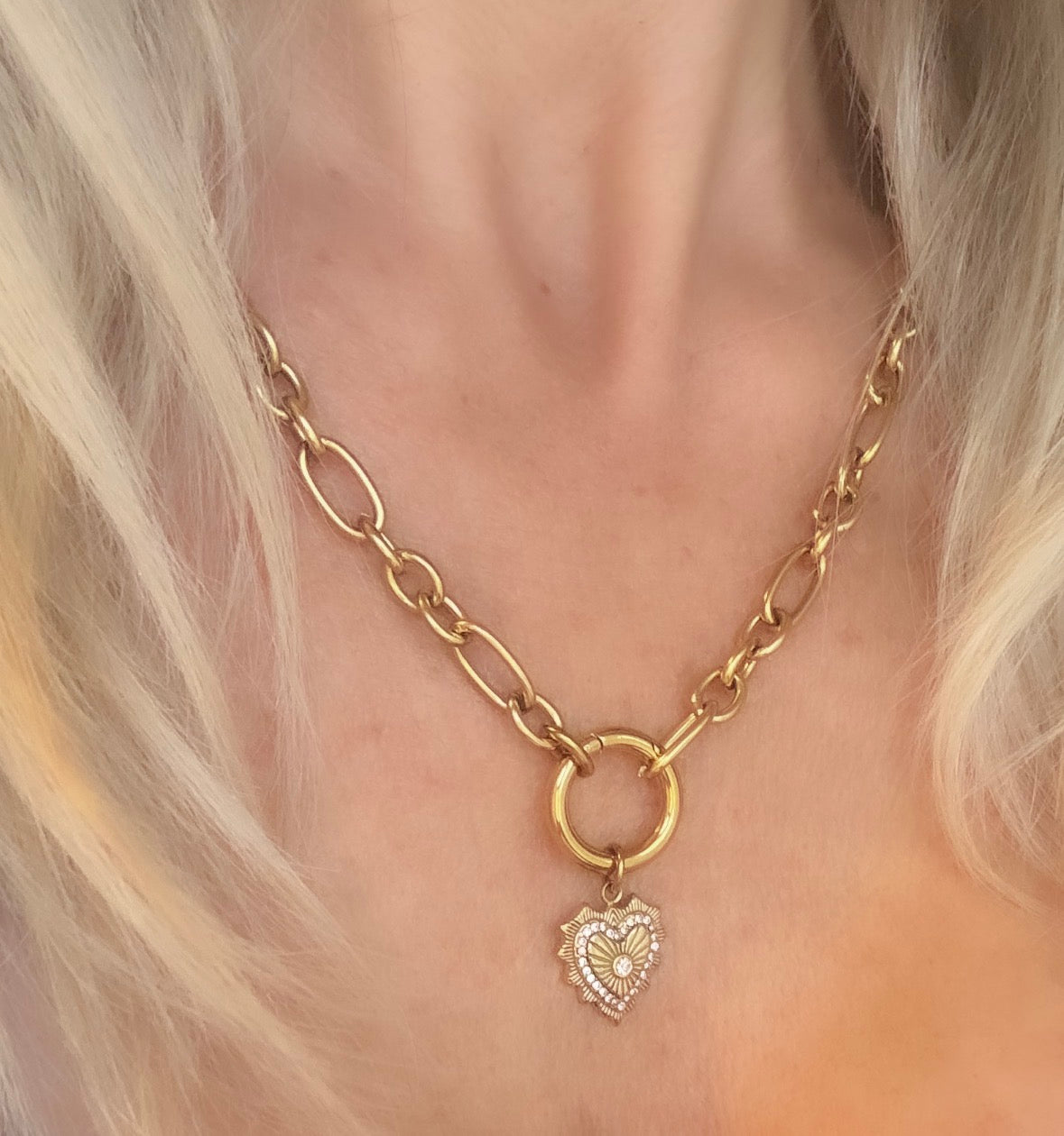 Embellished Heart Necklace| Gold