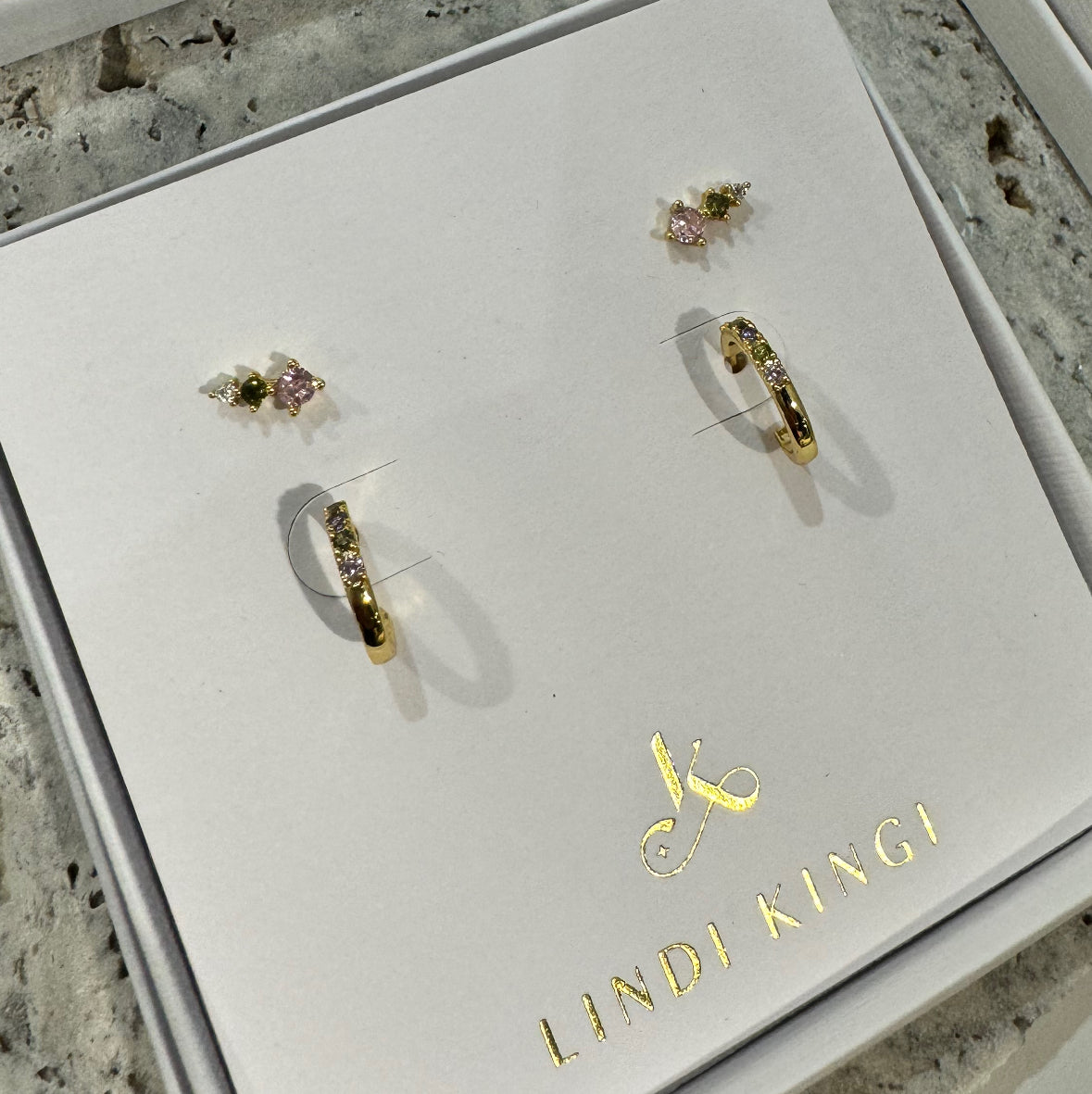 Pink and Peridot Sleeper Set | Gold