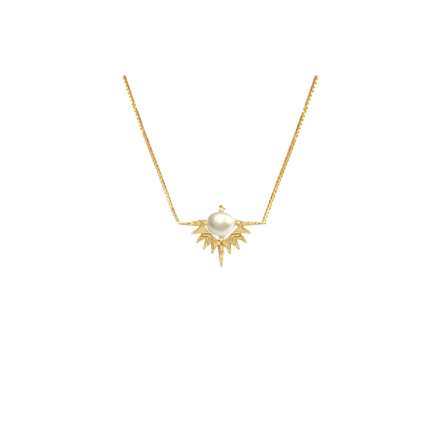 Solar Embrace Necklace| Gold & Pearl