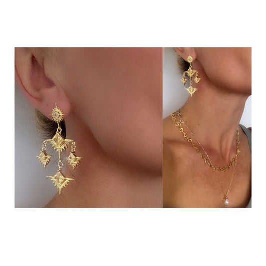 Solar Embrace Earrings| Gold & Pale Lemon