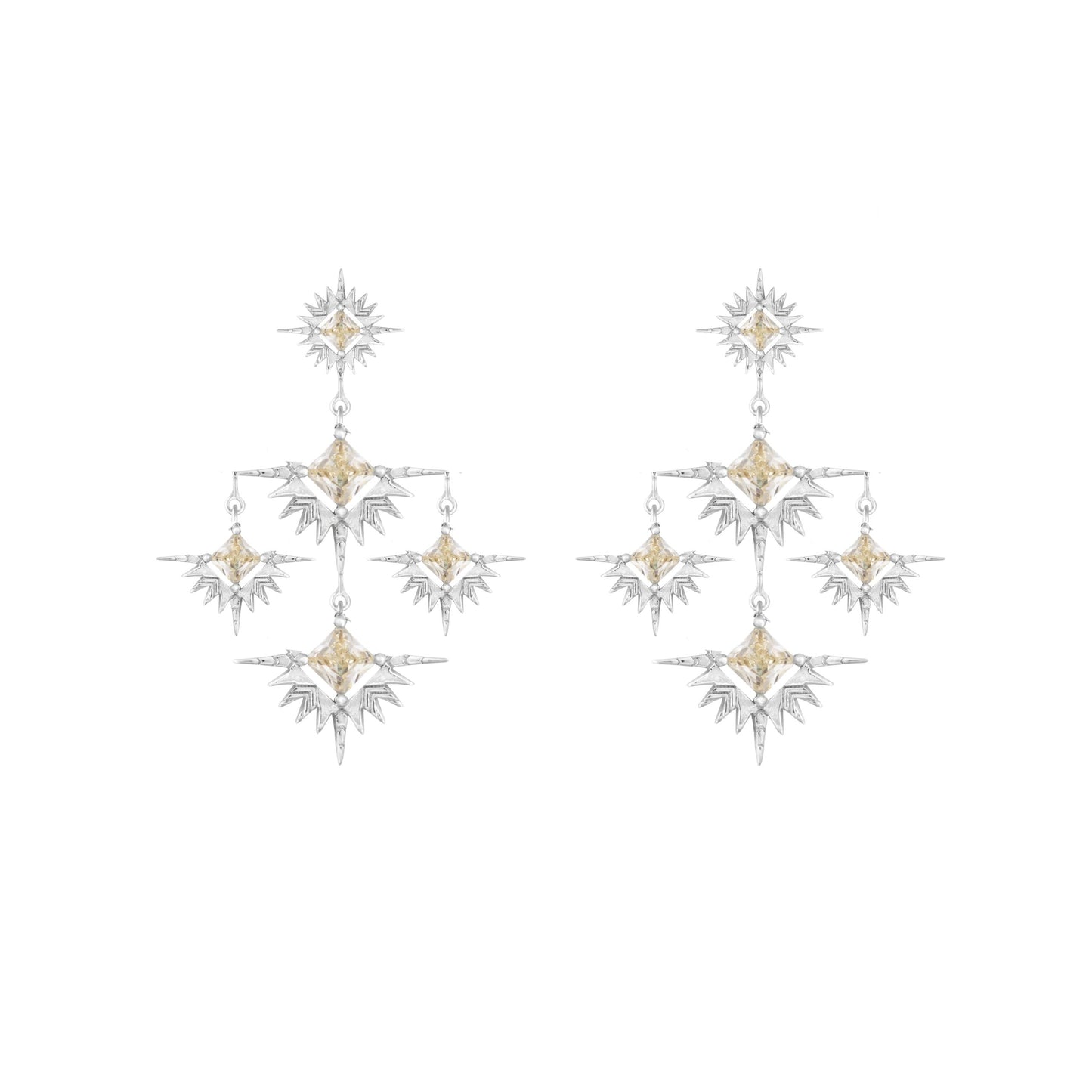 Solar Embrace Earrings|Silver & Lemon
