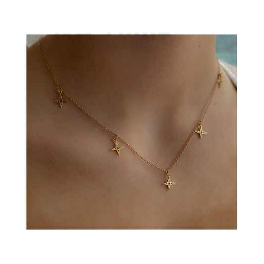 Multi Star Necklace| Gold