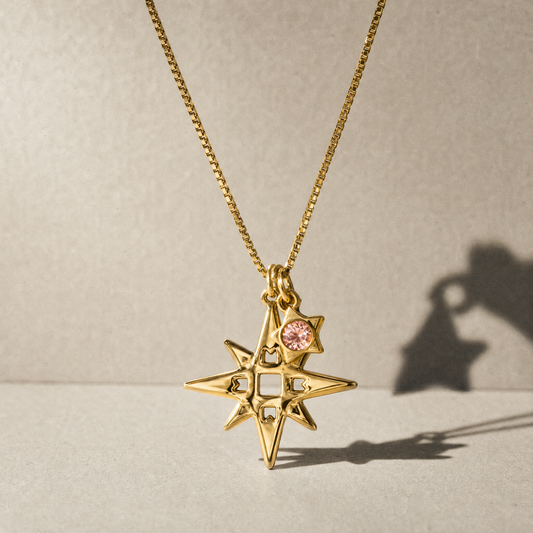 LKD Signature Star Necklace with Pink Star| Gold