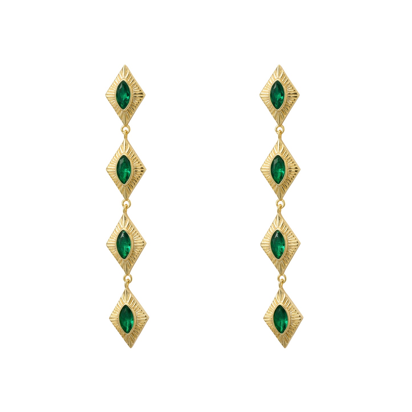 Sagrada Single Drop Earrings | Emerald & Gold