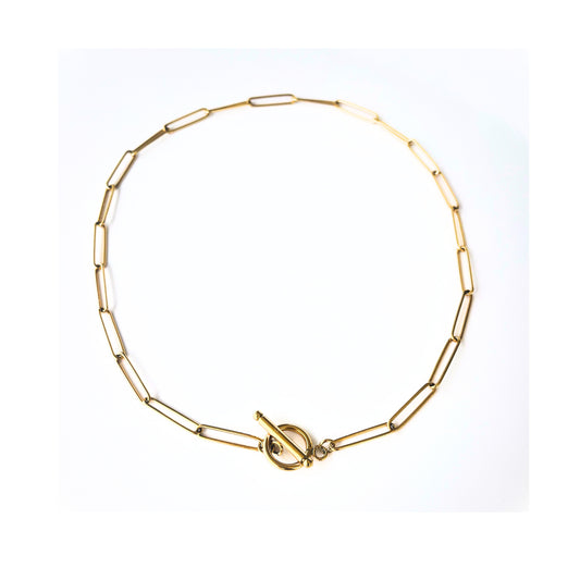 Paperclip Fob Necklace | Gold