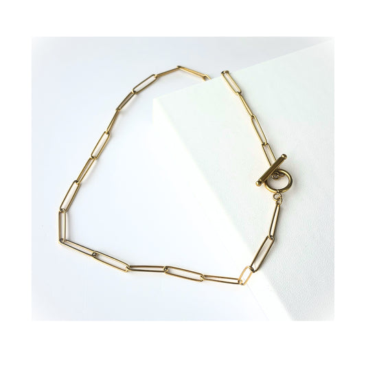 Paperclip Fob Necklace | Gold