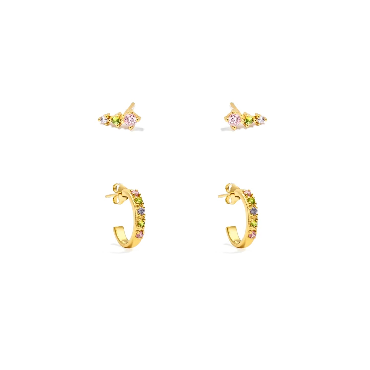 Pink and Peridot Sleeper Set | Gold