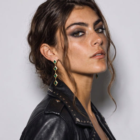 Sagrada Single Drop Earrings | Emerald & Gold