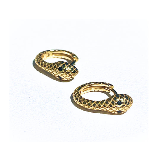 Engraved Snake Huggies | Gold