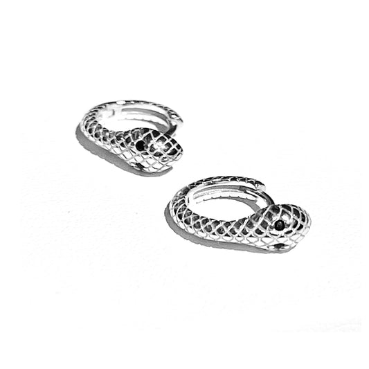 Engraved Snake Huggies | Silver
