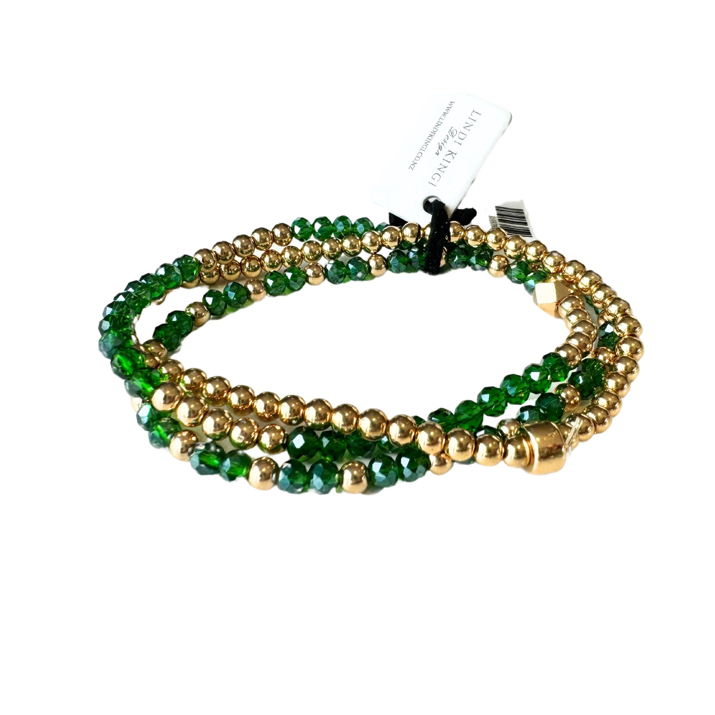 Beaded Bracelet Set | Emerald and Gold