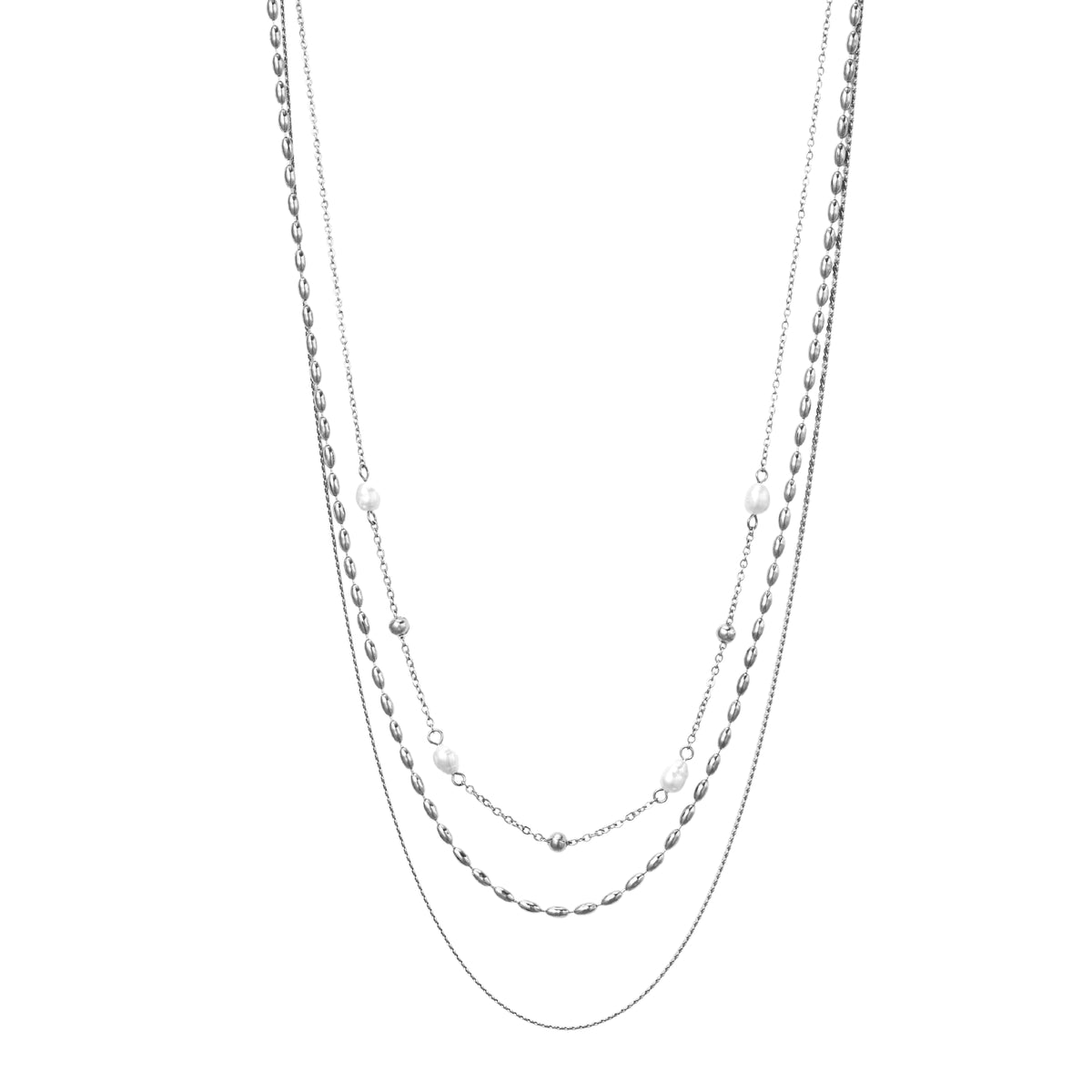 Triple Cascade Necklace| Silver