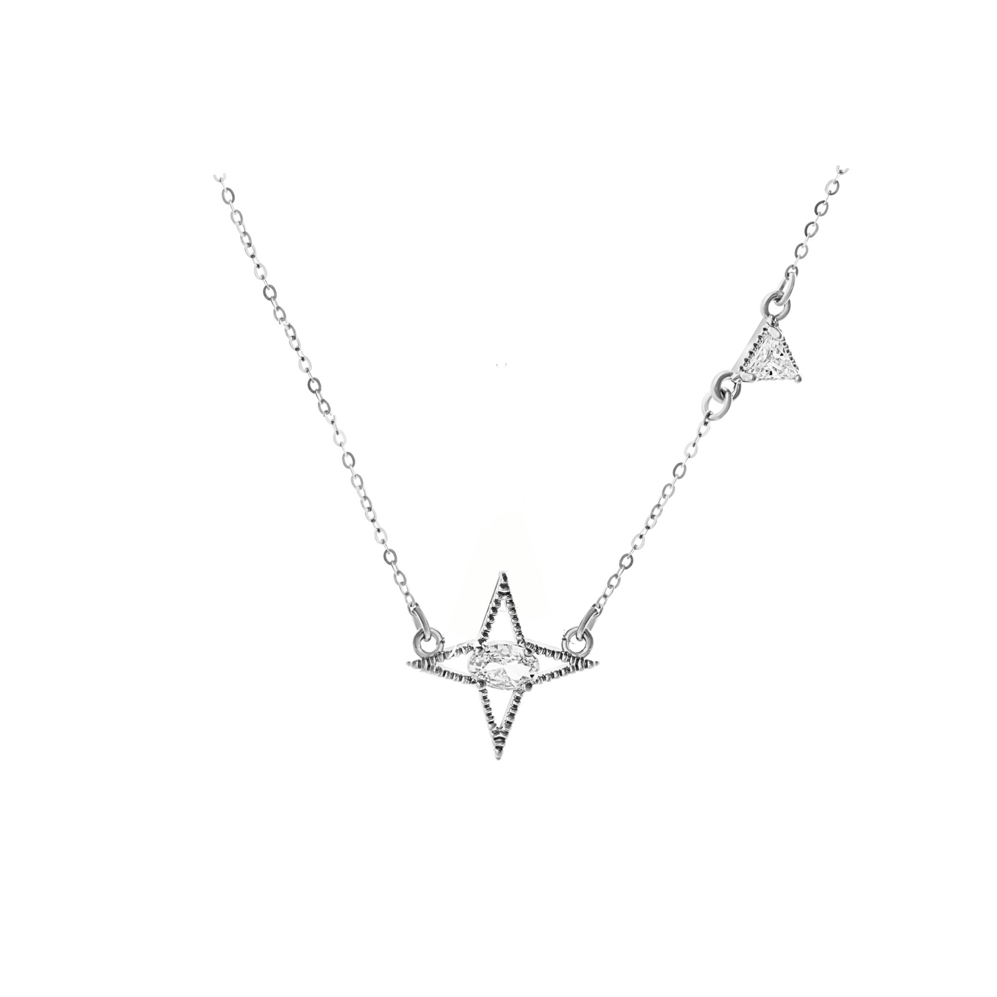 Byzantine Romance - Star Romance Necklace | Silver w White zirconia