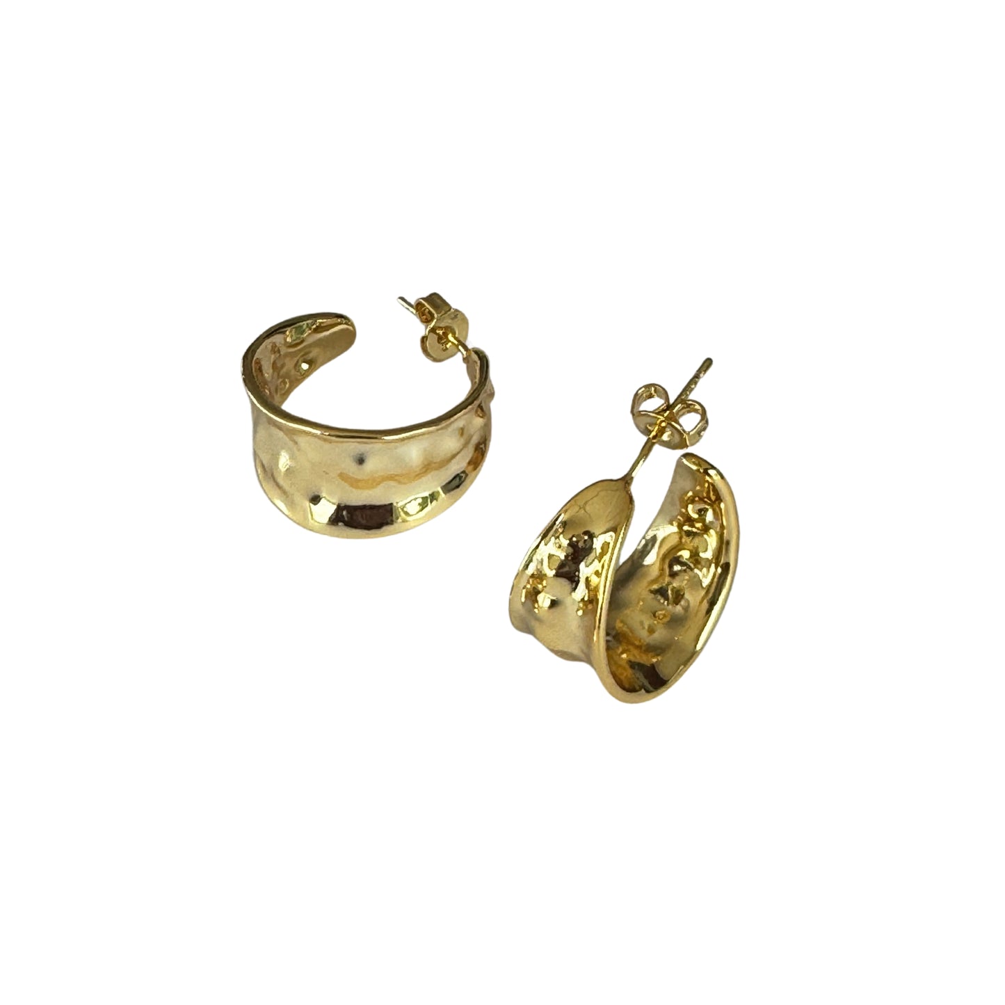Wide Beaten Hoops | Gold