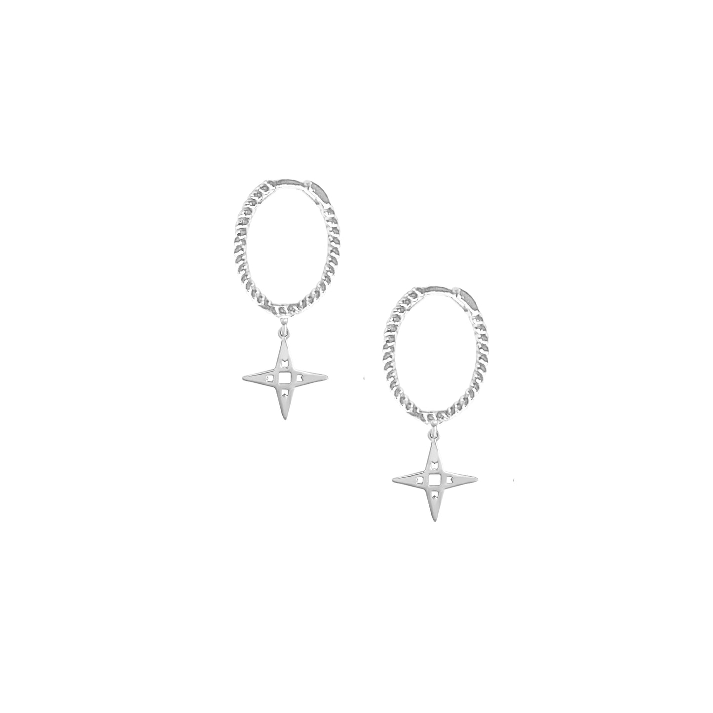 Engraved Sleepers with Tiny Star| Silver