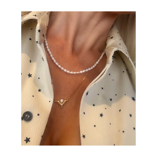 Lustra Pearl Necklace | Gold