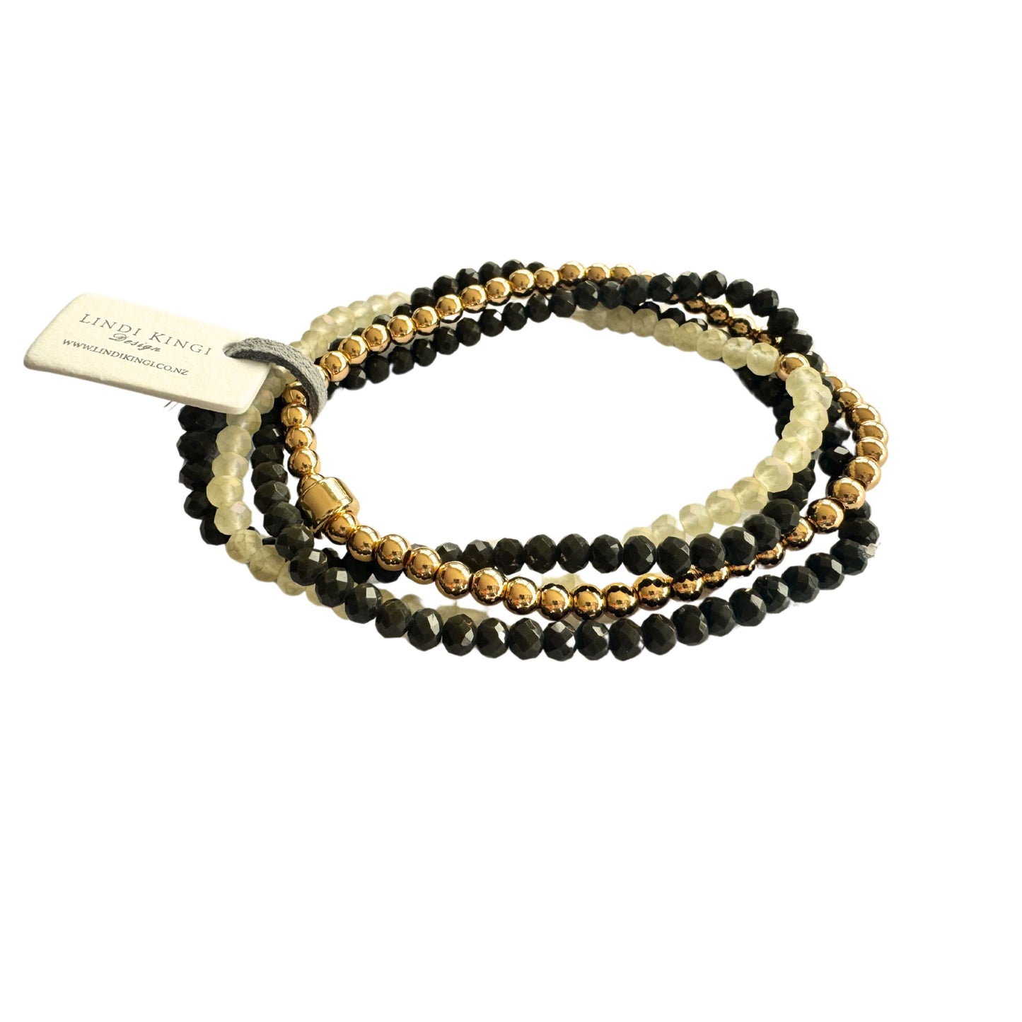 Beaded Bracelet Set | Olive, Matte & Gold