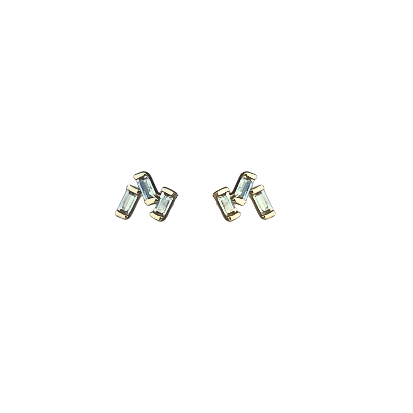 Triple Baguette Studs | Gold