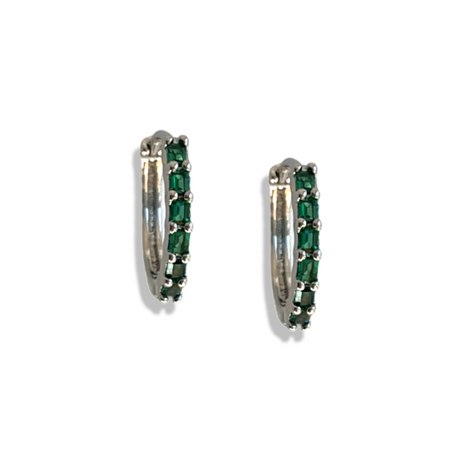 Emerald Baguette Sleepers | Silver