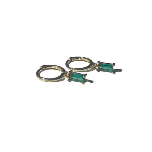 Byzantine Romance - Emerald Baguette Sleepers | Silver