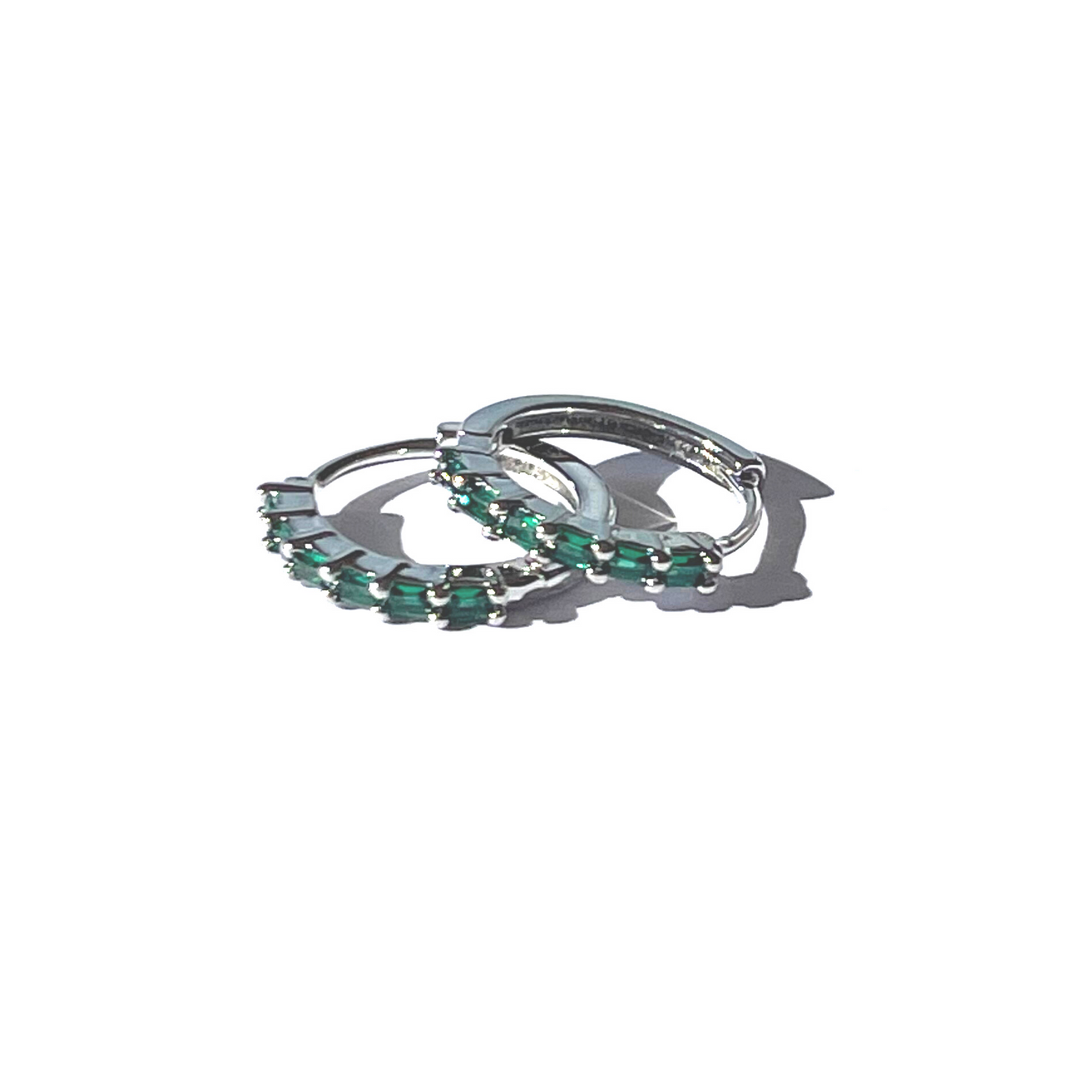 Emerald Baguette Sleepers | Silver