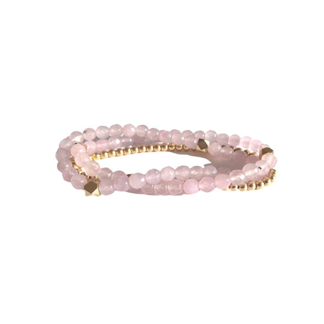 Beaded Bracelet Set | Himalayan Pink and Gold
