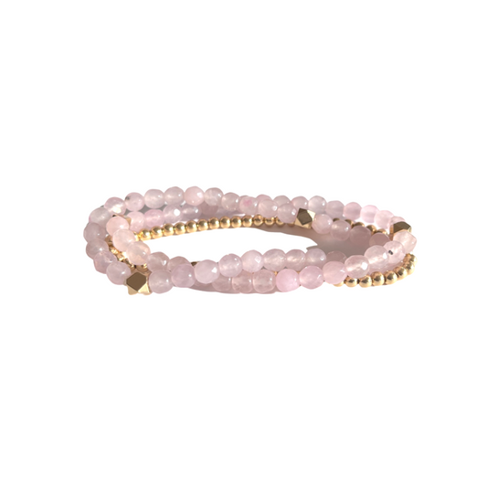 Beaded Bracelet Set | Himalayan Pink and Gold