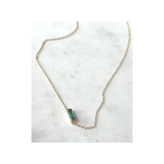 Into the Light- Emerald Baguette Necklace | Gold