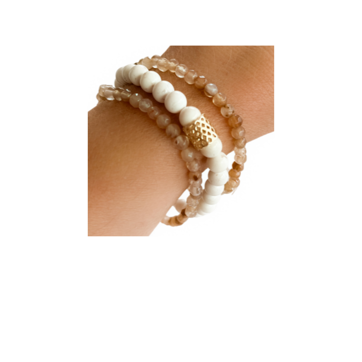 Beaded Bracelet | Cinnamon and Cream Howlite
