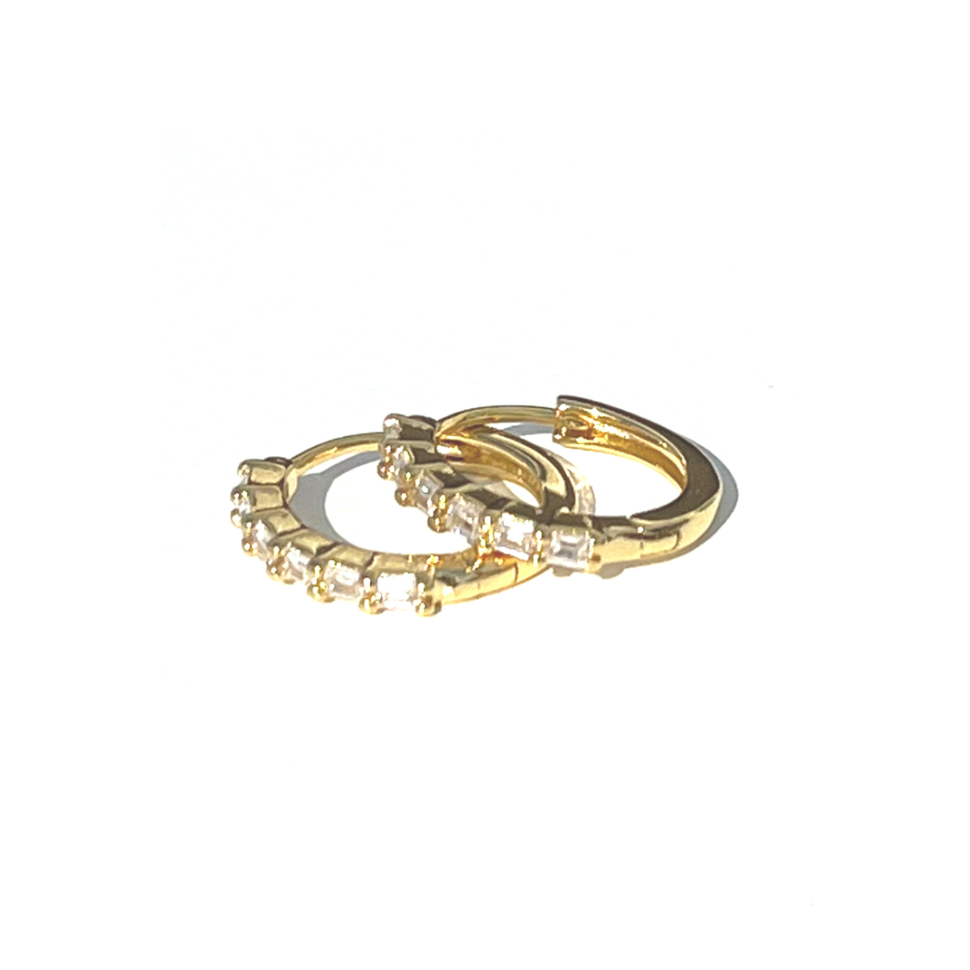 Baguette Sleepers with White Zirconia | Gold